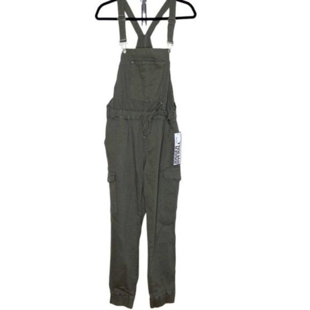 Almost Famous Jogger Overalls Stretch Denim Green Size Large New w Tags Y